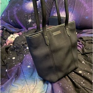 Black Vintage Coach Neoprene Tote w/ Leather Straps & Bottom